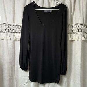 Costa Blanca Black Scoop Neck Long Sleeve Top